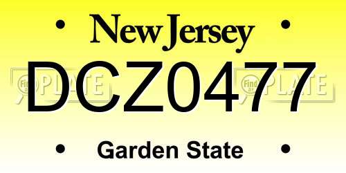 DCZ0477 New Jersey License Plate