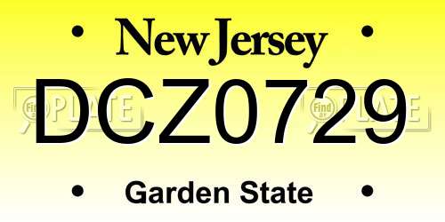 DCZ0729 New Jersey License Plate