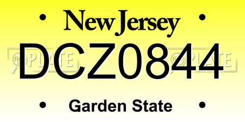 DCZ0844 New Jersey License Plate