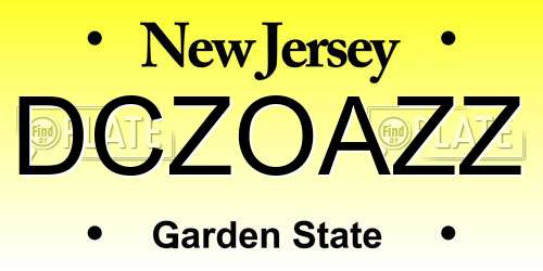 DCZOAZZ New Jersey License Plate