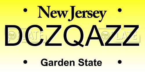 DCZQAZZ New Jersey License Plate