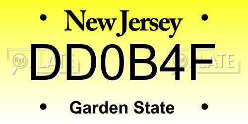 DD0B4F New Jersey License Plate