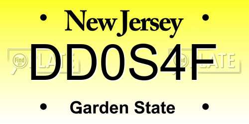 DD0S4F New Jersey License Plate