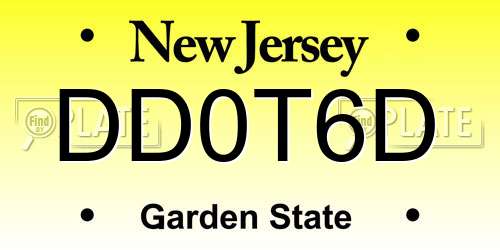 DD0T6D New Jersey License Plate
