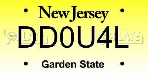 DD0U4L New Jersey License Plate