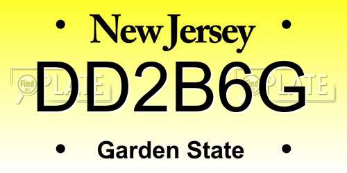 DD2B6G New Jersey License Plate