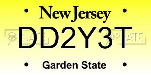 DD2Y3T New Jersey License Plate