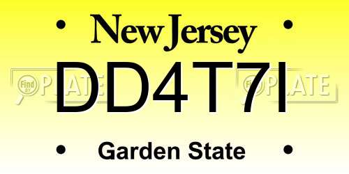 DD4T7I New Jersey License Plate