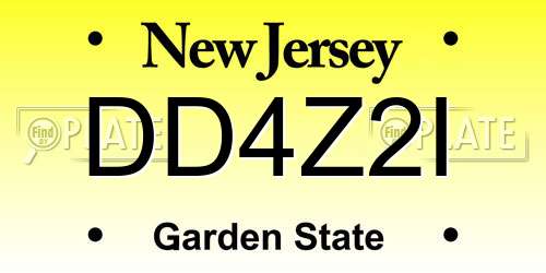 DD4Z2I New Jersey License Plate