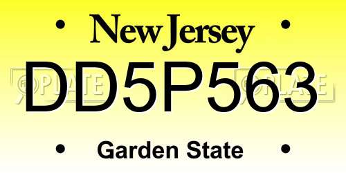 DD5P563 New Jersey License Plate