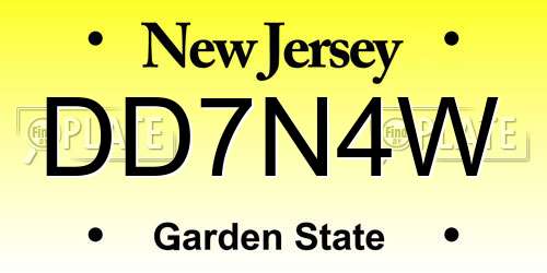 DD7N4W New Jersey License Plate