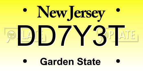 DD7Y3T New Jersey License Plate