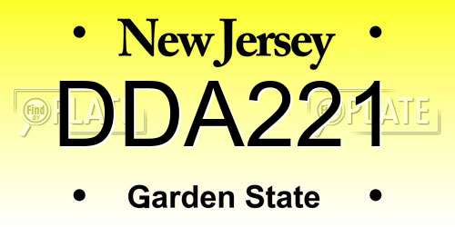 DDA221 New Jersey License Plate