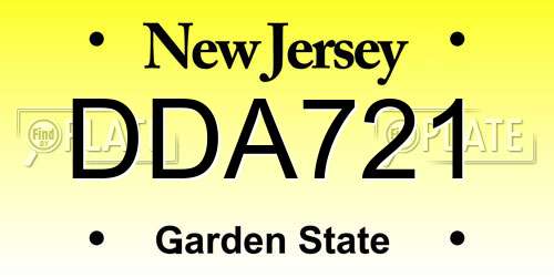 DDA721 New Jersey License Plate