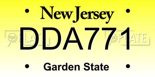 DDA771 New Jersey License Plate