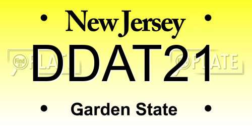 DDAT21 New Jersey License Plate