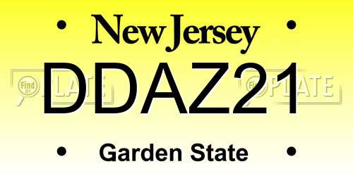 DDAZ21 New Jersey License Plate