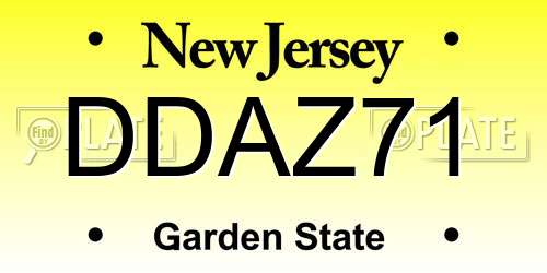 DDAZ71 New Jersey License Plate