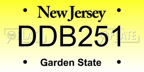 DDB251 New Jersey License Plate