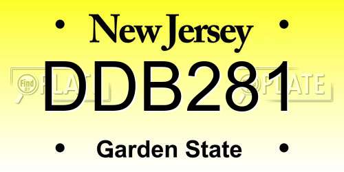 DDB281 New Jersey License Plate