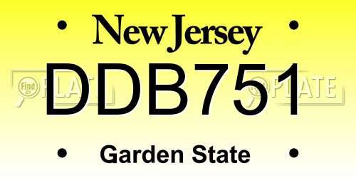 DDB751 New Jersey License Plate