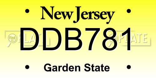 DDB781 New Jersey License Plate