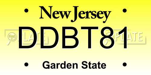 DDBT81 New Jersey License Plate