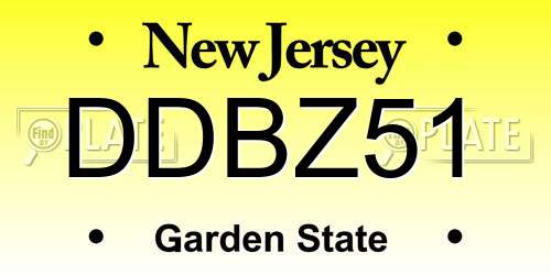 DDBZ51 New Jersey License Plate