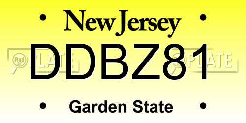 DDBZ81 New Jersey License Plate