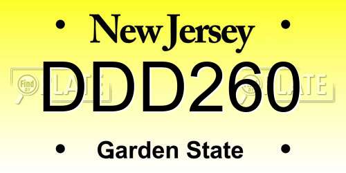 DDD260 New Jersey License Plate