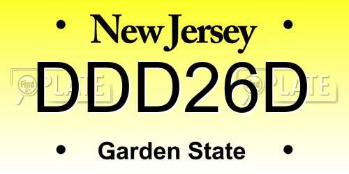 DDD26D New Jersey License Plate