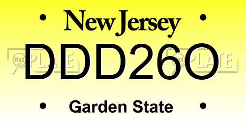 DDD26O New Jersey License Plate