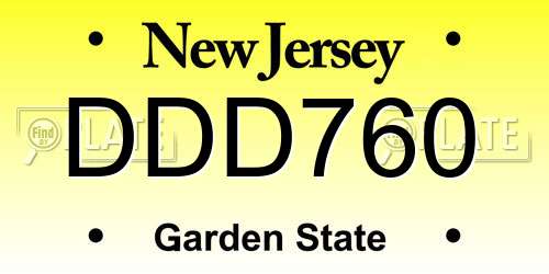 DDD760 New Jersey License Plate
