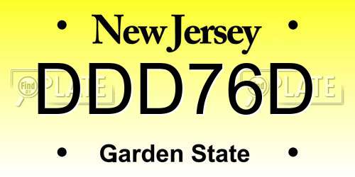 DDD76D New Jersey License Plate