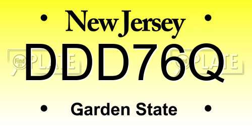 DDD76Q New Jersey License Plate