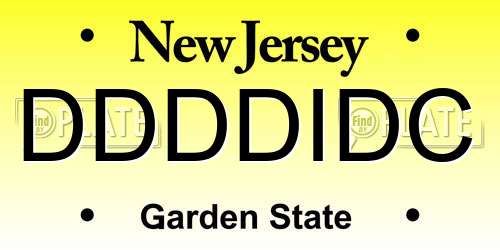 DDDDIDC New Jersey License Plate