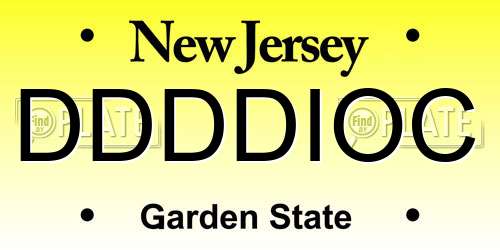 DDDDIOC New Jersey License Plate