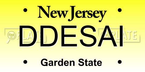 DDESAI New Jersey License Plate