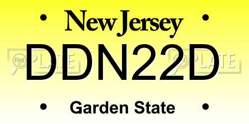 DDN22D New Jersey License Plate
