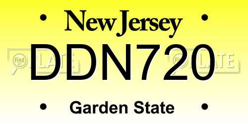 DDN720 New Jersey License Plate
