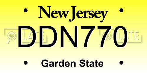 DDN770 New Jersey License Plate