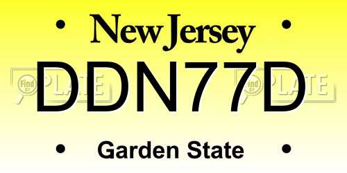 DDN77D New Jersey License Plate