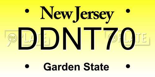 DDNT70 New Jersey License Plate