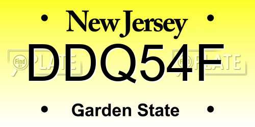 DDQ54F New Jersey License Plate
