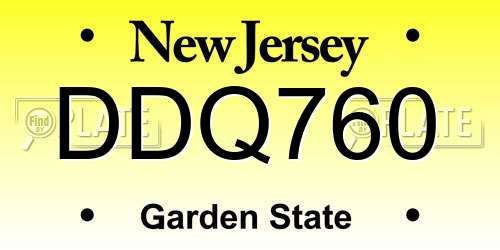 DDQ760 New Jersey License Plate