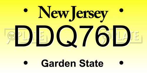 DDQ76D New Jersey License Plate