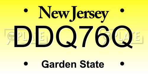 DDQ76Q New Jersey License Plate