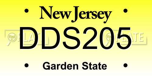 DDS205 New Jersey License Plate