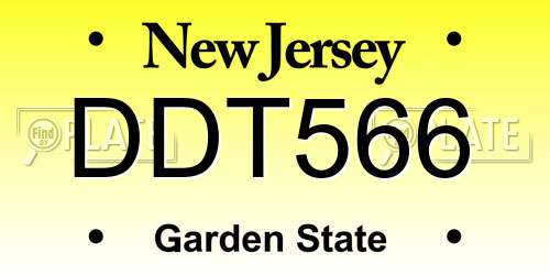 DDT566 New Jersey License Plate