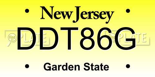 DDT86G New Jersey License Plate
